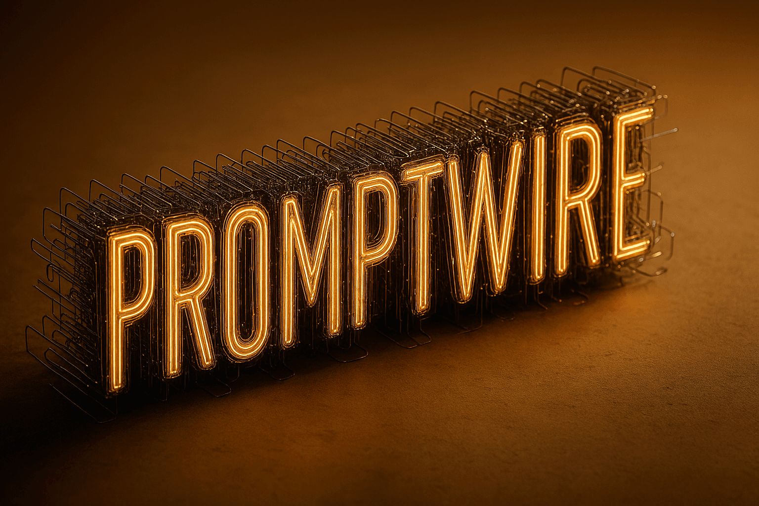 A wireframed lightbulb rendered as a promptwire — the original Promptwire mark